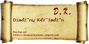 Dimény Kálmán névjegykártya